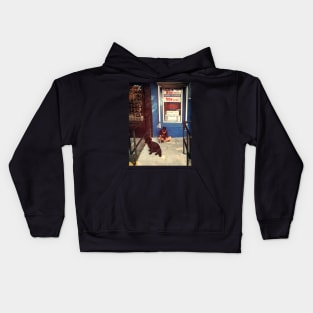 A boy and his dog, Sunset Park, Brooklyn, NYC Kids Hoodie